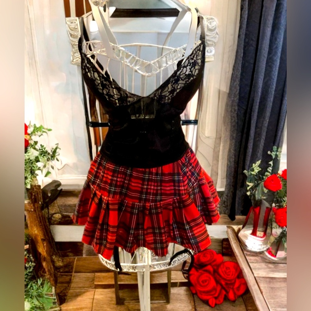 Red Plaid Cosplay School Girl Skirt(SKIRT ONLY)